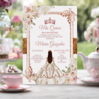 Quinceanera Ivory Cooper Floral Anniversaire Couro
