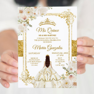 Invitation Quinceanera Ivory White Or Floral Anniversaire Cou