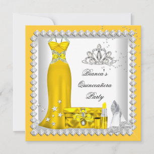 Invitation Quinceanera Jaune 15ème fête d'anniversaire de Tia