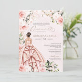 Invitation Quinceanera Joli rose Beau Rose 15e  (Debout devant)