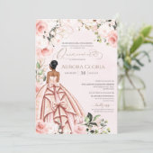 Invitation Quinceanera Joli rose Beau Rose 15e (Debout devant)