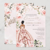 Invitation Quinceanera Joli rose Beau Rose 15e (Devant / Derrière)