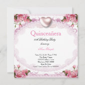 Invitation Quinceanera Jolie rose rose Rose Anniversaire 2 (Dos)