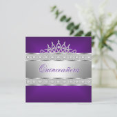 Invitation Quinceanera Joyau d'argent pourpre 15e anniversair (Debout devant)