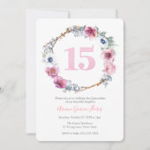 Invitation Quinceañera Latina 15e fête d'anniversaire pour fi (Devant)