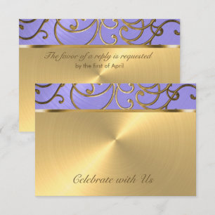 Invitation Quinceanera Lavande violet et Filigree or