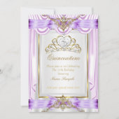 Invitation Quinceanera Lavande violet or blanc (Devant)