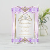 Invitation Quinceanera Lavande violet or blanc (Debout devant)