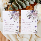 Invitation Quinceañera Lavender Dusty Purple Papillon