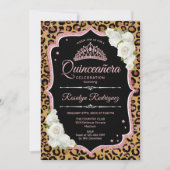 Invitation Quinceanera - Leopard Rose Gold (Devant)