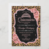 Invitation Quinceanera - Leopard Rose Gold (Devant)