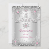 Invitation Quinceanera Light Rose Silver Winter Wonderland (Devant)