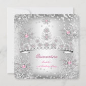 Invitation Quinceanera Light Rose Silver Winter Wonderland (Devant)