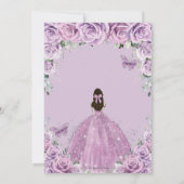Invitation Quinceañera Lilac Fleurs pourpres Papillons Couron (Dos)