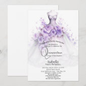 Invitation Quinceañera | Lilac Floral Gown (Devant / Derrière)