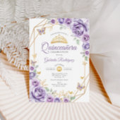 Invitation Quinceanera Lilac Floral pourpre