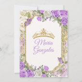 Invitation Quinceañera Lilac & Gold Crown Papillon mexicain (Dos)