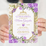 Invitation Quinceañera Lilac & Gold Crown Papillon mexicain<br><div class="desc">Quinceañera Lilac & Gold Crown Mexicaine Butterfly Invitation Mis Quince 15 Anos,  16e Anniversaire, </div>