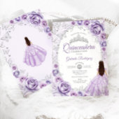 Invitation Quinceanera Lilac Purple Argent Floral