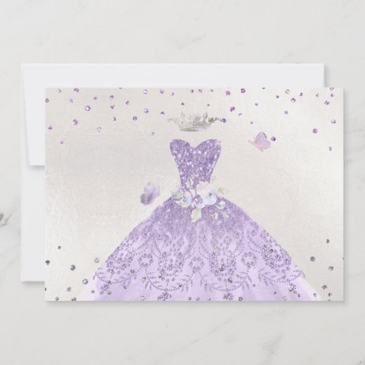 Invitation Quinceanera Lilac Purple Argent Parties scintillan (Dos)