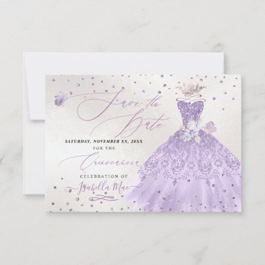 Invitation Quinceanera Lilac Purple Parties scintillant Gown (Devant)