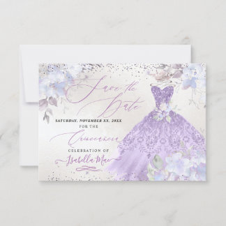 Invitation Quinceanera Lilac Purple Parties scintillant Gown