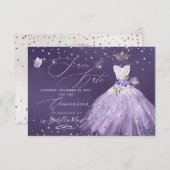 Invitation Quinceanera Lilac Purple Parties scintillant Gown (Devant / Derrière)