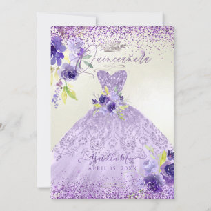 Invitation Quinceanera Lilac Purple Silver Parties scintillan