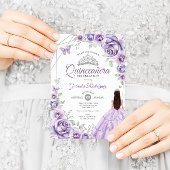 Invitation Quinceanera Lilac Robe d'argent violet Floral