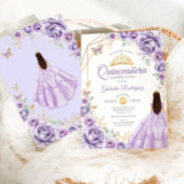 Invitation Quinceanera Lilac Robe violette Florale