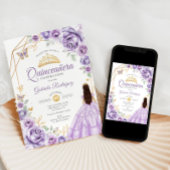Invitation Quinceanera Lilac Robe violette Florale