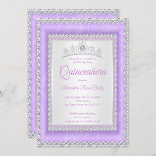 Invitation Quinceanera Lilac Tiara Photo Anniversaire
