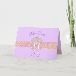 Invitation Quinceanera Lilas Violet Élégant Espagnol