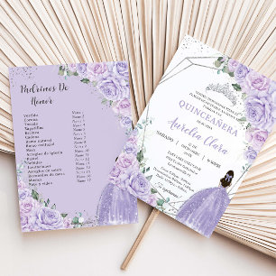 Invitation Quinceañera lilas violettas Floral 15 Años Padrino