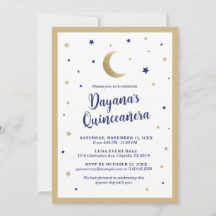 Invitation Quinceanera Lune et Étoiles