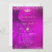 Invitation Quinceanera Magenta Gold Confetti+Princesse (Dos)