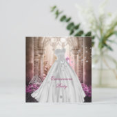 Invitation Quinceanera magique 15e soirée princesse rose (Debout devant)