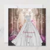 Invitation Quinceanera magique 15e soirée princesse rose (Devant)