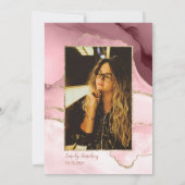 Invitation Quinceañera Marbre Agate Rose Gold Photo Espagnol (Dos)