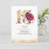 Invitation Quinceanera Marine Bleu et Bourgogne 15e anniversa (Debout devant)