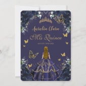 Invitation Quinceañera Marine Fleurs Bleues Blonde Princesse (Dos)