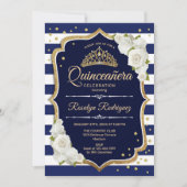 Invitation Quinceanera - Marine Gold White (Devant)