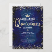 Invitation Quinceañera Marine Parties scintillant or huile Pr (Devant)