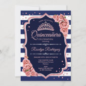 Invitation Quinceanera - Marine Rose Gold (Devant)