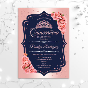 Invitation Quinceanera - Marine Rose Gold