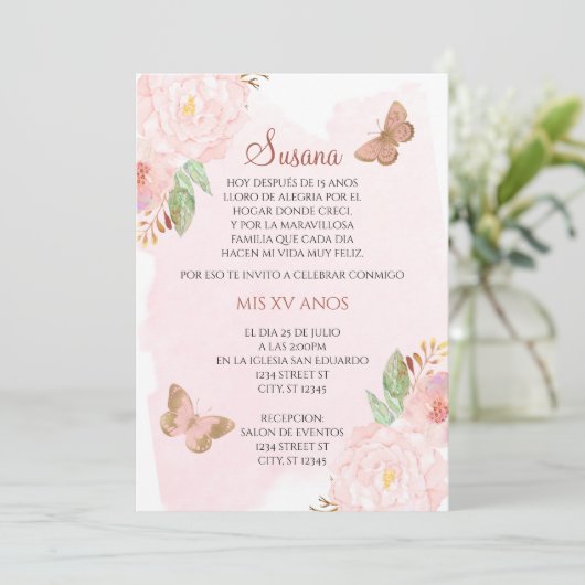 INVITATION QUINCEANERA-MARIPOSAS (Debout devant)
