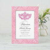 Invitation Quinceañera Mascarade Rose (Debout devant)
