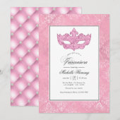 Invitation Quinceañera Mascarade Rose (Devant / Derrière)