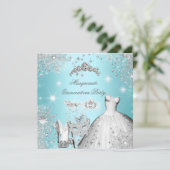Invitation Quinceanera Masquerade Magie Princesse Bleu Turquo (Debout devant)