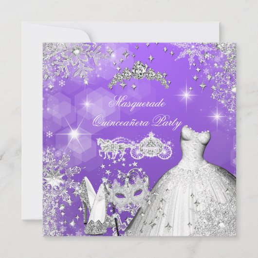 Invitation Quinceanera Masquerade Magique Princesse Carrie 2 (Devant)